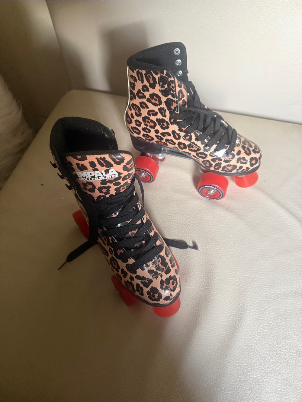 Impala Leopard Print Roller Skates - Pink/Black